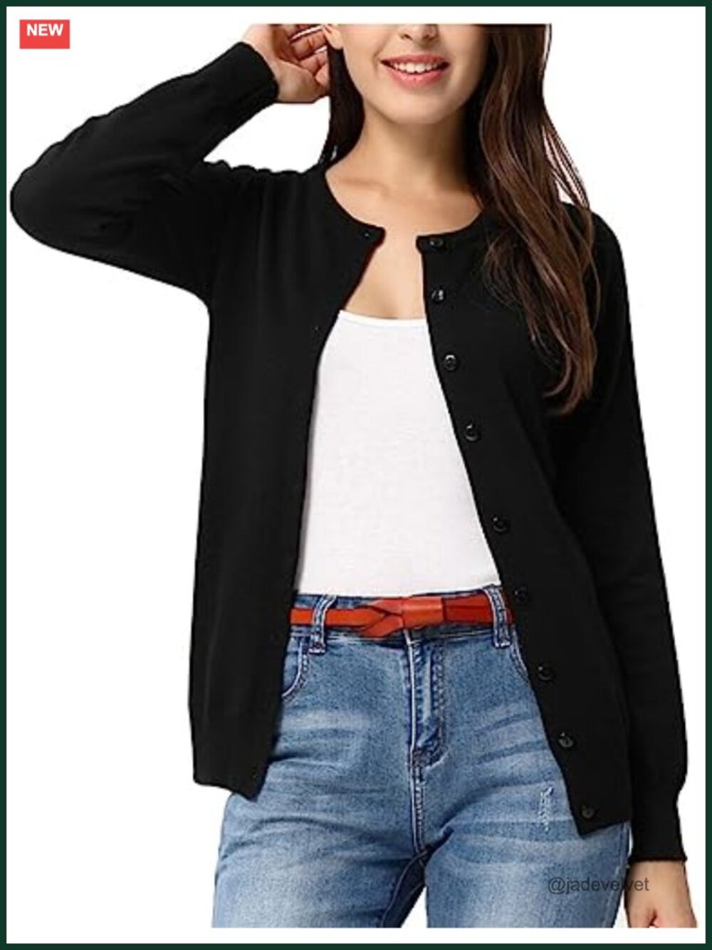Knit Cardigan Sweater Lightweight Button Down Crew Neck Long Sleeve